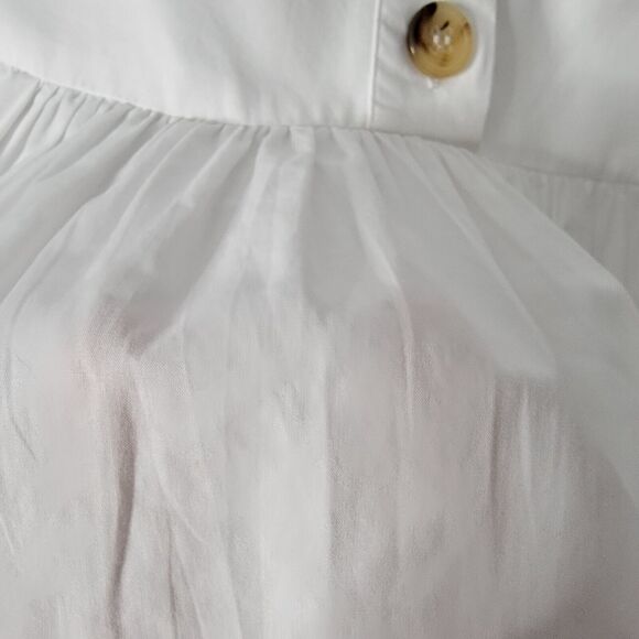 RHODE Dress Size Med White Nisha Puff-Sleeve Cotton Poplin Pockets Unlin… - Picture 14 of 16